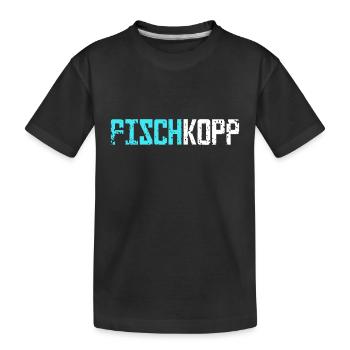 Fischkopp Fisch Fischkopf Küste Angler Fischer - Kinder Premium Bio T-Shirt - Schwarz - Vorne