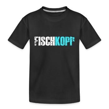 Fischkopp Fisch Fischkopf Küste Angler Fischer - Kinder Premium Bio T-Shirt - Schwarz - Vorne