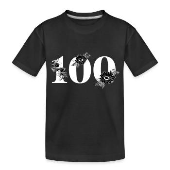 Schwarze Blumenzahl 100 - 100. Blumengeburtstag - Kinder Premium Bio T-Shirt - Schwarz - Vorne