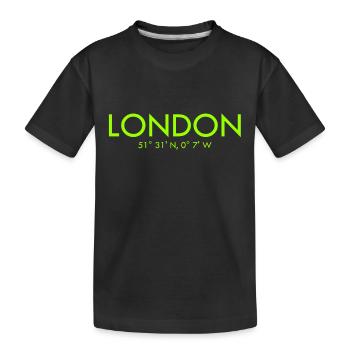 London - Coordinates - Latitude - Longitude - GB - Kids' Premium Organic T-Shirt - black - Front