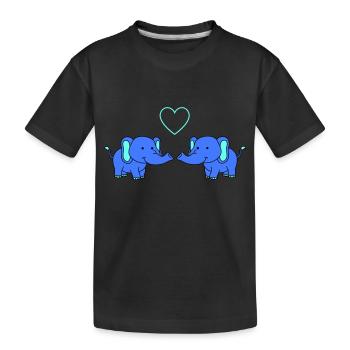 elefanten verliebt - Kinder Premium Bio T-Shirt - Schwarz - Vorne