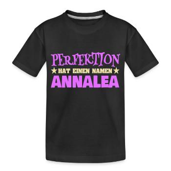 Woman's name Annalea - Kids' Premium Organic T-Shirt - black - Front
