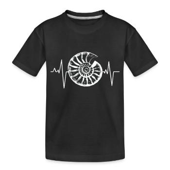 Fossil Ammonit mit EKG Linie, Paläontologe - Kinder Premium Bio T-Shirt - Schwarz - Vorne