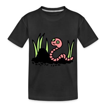Regenwurm Erde - 3 - Kinder Premium Bio T-Shirt - Schwarz - Vorne