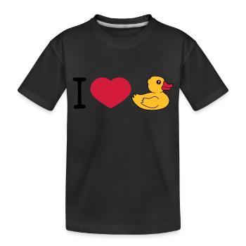 amour j'aime coeur canard grinçant canard caoutchouc canard de bain - T-shirt bio Premium Enfant - noir - Devant