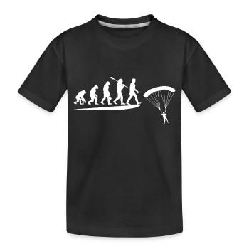 Fallschirm Evolution vom Affen zum Fallschirmspringer - Kinder Premium Bio T-Shirt - Schwarz - Vorne