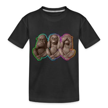 Trois singes sages | 3 singes sages - T-shirt bio Premium Enfant - noir - Devant