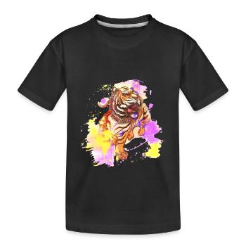 Tiger Splash Grunge Colorful Animal Predator Art - Kids' Premium Organic T-Shirt - black - Front