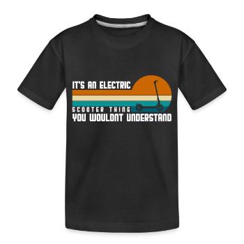 Rollerfahrer E-Bike E-Roller Hybrid - Kinder Premium Bio T-Shirt - Schwarz - Vorne