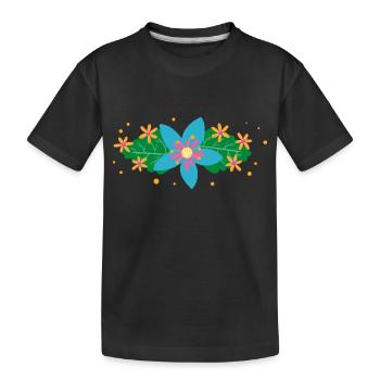 Flower Blume Pflanze - Kinder Premium Bio T-Shirt - Schwarz - Vorne