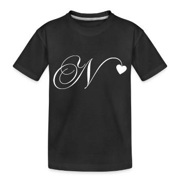 Lettre n calligraphie cœur - T-shirt bio Premium Enfant - noir - Devant