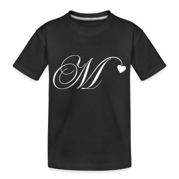 Lettre m calligraphie cœur - T-shirt bio Premium Enfant - noir - Devant