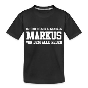 Markus Name Design - Kinder Premium Bio T-Shirt - Schwarz - Vorne