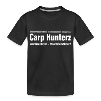 Carp Hunterz - crooked rods tight lines - Kids' Premium Organic T-Shirt - black - Front