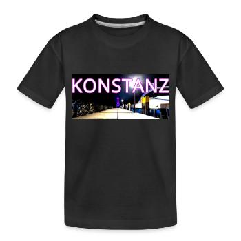 Konstanz Wahrzeichen am Abend mit Brücke Fahrräder - Kinder Premium Bio T-Shirt - Schwarz - Vorne