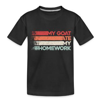 Humour de chèvre – la chèvre mange ses devoirs - T-shirt bio Premium Enfant - noir - Devant