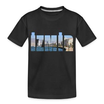 izmir city and sea - Kids' Premium Organic T-Shirt - black - Front