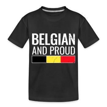 Belgian and proud Belgian flag - Kids' Premium Organic T-Shirt - black - Front