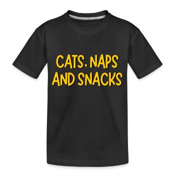 CATS NAPS AND SNACKS - Kids' Premium Organic T-Shirt - black - Front