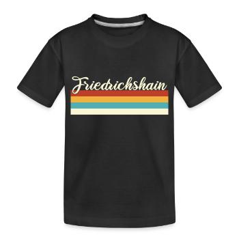 Friedrichshain - Berlin - Retro - Vintage - Balken - Kinder Premium Bio T-Shirt - Schwarz - Vorne