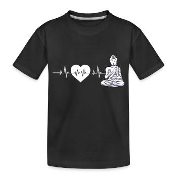 Buddha Yoga Herzschlag Hinduismus Meditation - Kinder Premium Bio T-Shirt - Schwarz - Vorne