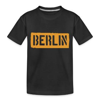 Berlin Slogan - Brandenburg Gate - Alexanderplatz - Kids' Premium Organic T-Shirt - black - Front