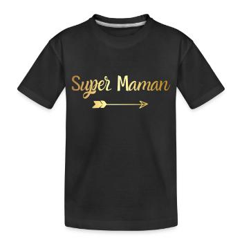 super maman doré - cadeau maman - T-shirt bio Premium Enfant - noir - Devant