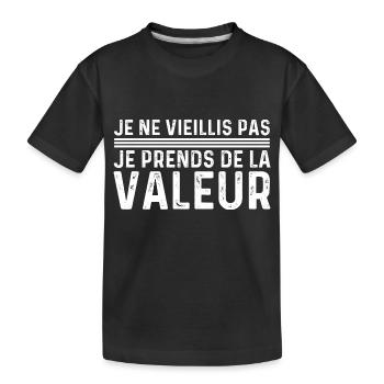 Ich werde nicht alt, ich steigere meinen Wert - Kinder Premium Bio T-Shirt - Schwarz - Vorne