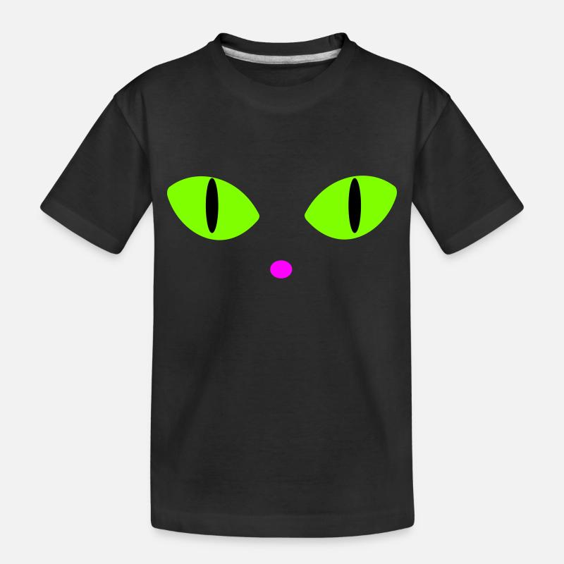 Yeux de chat verts - T-shirt bio Premium Enfant - noir