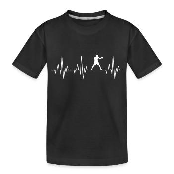 Herzschlag EKG Boxen Boxer Kickboxen Kickboxer - Kinder Premium Bio T-Shirt - Schwarz - Vorne