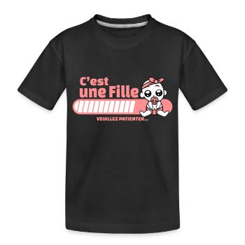 annonce grossesse - c'est une fille - T-shirt bio Premium Enfant - noir - Devant