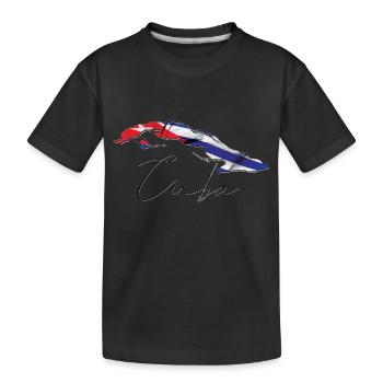 Kuba Flagge in der Kuba Landkarte EN - Kinder Premium Bio T-Shirt - Schwarz - Vorne
