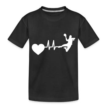 Handball EKG Handballer Herzschlag Handballspieler - Kinder Premium Bio T-Shirt - Schwarz - Vorne