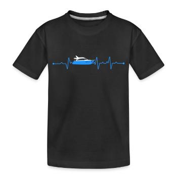 Herzschlag Boot Schiff - Kinder Premium Bio T-Shirt - Schwarz - Vorne