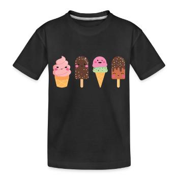 Kawaii Eiscreme - Süße Eiscreme Gesichter - Kinder Premium Bio T-Shirt - Schwarz - Vorne