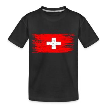 Schweiz Flagge - Kinder Premium Bio T-Shirt - Schwarz - Vorne