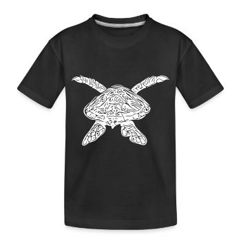 Vintage Schildkröte in Flug - Kinder Premium Bio T-Shirt - Schwarz - Vorne