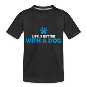 better with a dog - Kids' Premium Organic T-Shirt - black - Front