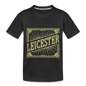 Leicester England UK City Font Vintage Retro - Kids' Premium Organic T-Shirt - black - Front