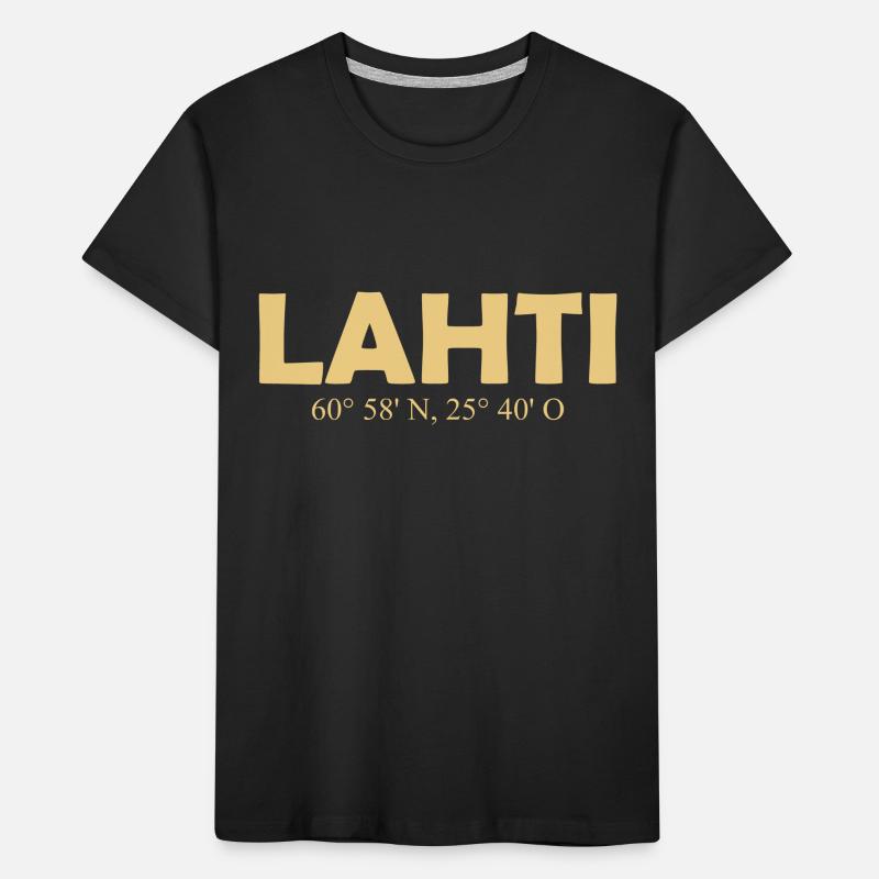 Lahti - Finland - Coordinates - Longitude Latitude Kinder Premium Bio T-Shirt