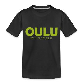 Oulu - Finland - Coordinates - Longitude Latitude - Kids' Premium Organic T-Shirt - black - Front