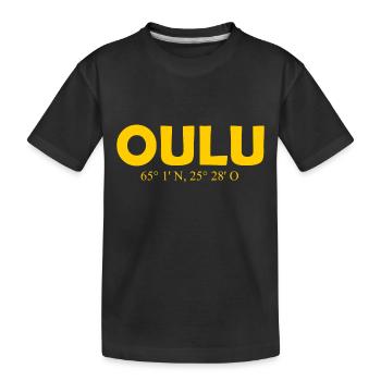 Oulu - Finlande - Coordonnées - Longitude Latitude - T-shirt bio Premium Enfant - noir - Devant
