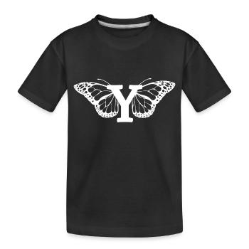letter y butterfly - Kids' Premium Organic T-Shirt - black - Front