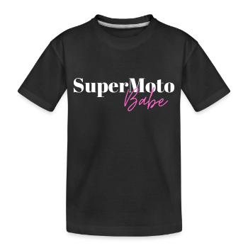 Supermoto Babe Motorcyclist Biker Motorcycle - Kids' Premium Organic T-Shirt - black - Front