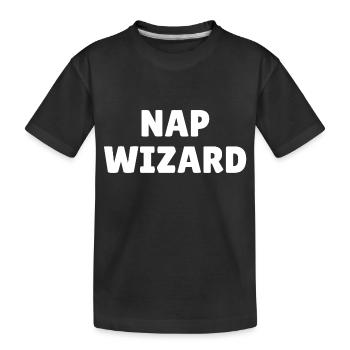 Nap wizard, funny nap loving slogan - Kids' Premium Organic T-Shirt - black - Front