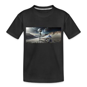 Alien gris sur la surface de la lune – Couple qui s’embrasse - T-shirt bio Premium Enfant - noir - Devant