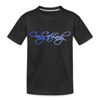 Crazy Cat Lady Text Wahnsinnige Frau Katzen Liebe - Kinder Premium Bio T-Shirt - Schwarz - Vorne
