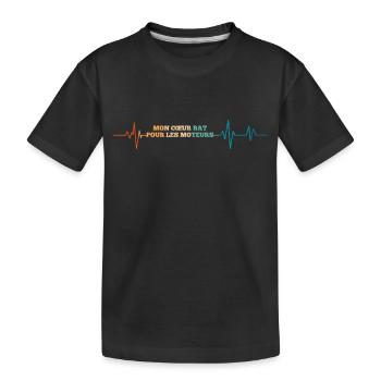 Battement de coeur mon cœur bat pour les moteurs - T-shirt bio Premium Enfant - noir - Devant