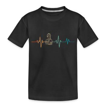 Retro Heartbeat Midwife - Kids' Premium Organic T-Shirt - black - Front
