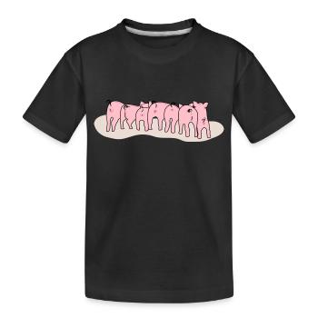 Entzückende Ferkel von hinten - Kinder Premium Bio T-Shirt - Schwarz - Vorne